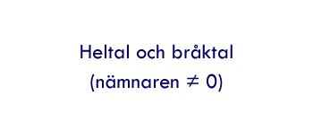 Heltal ock br&aring;ktal d&auml;r n&auml;mnaren inte &auml;r lika med noll.
