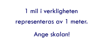 En mil i verkligheten representeras av en meter. Ange skalan!