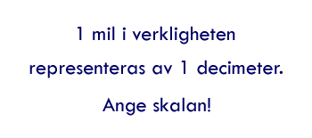 En mil i verkligheten representeras av en decimeter. Ange skalan!
