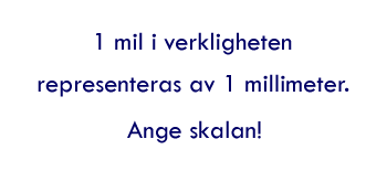 En mil i verkligheten representeras av en millimeter. Ange skalan!