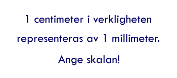 En centimeter i verkligheten representeras av en millimeter. Ange skalan!